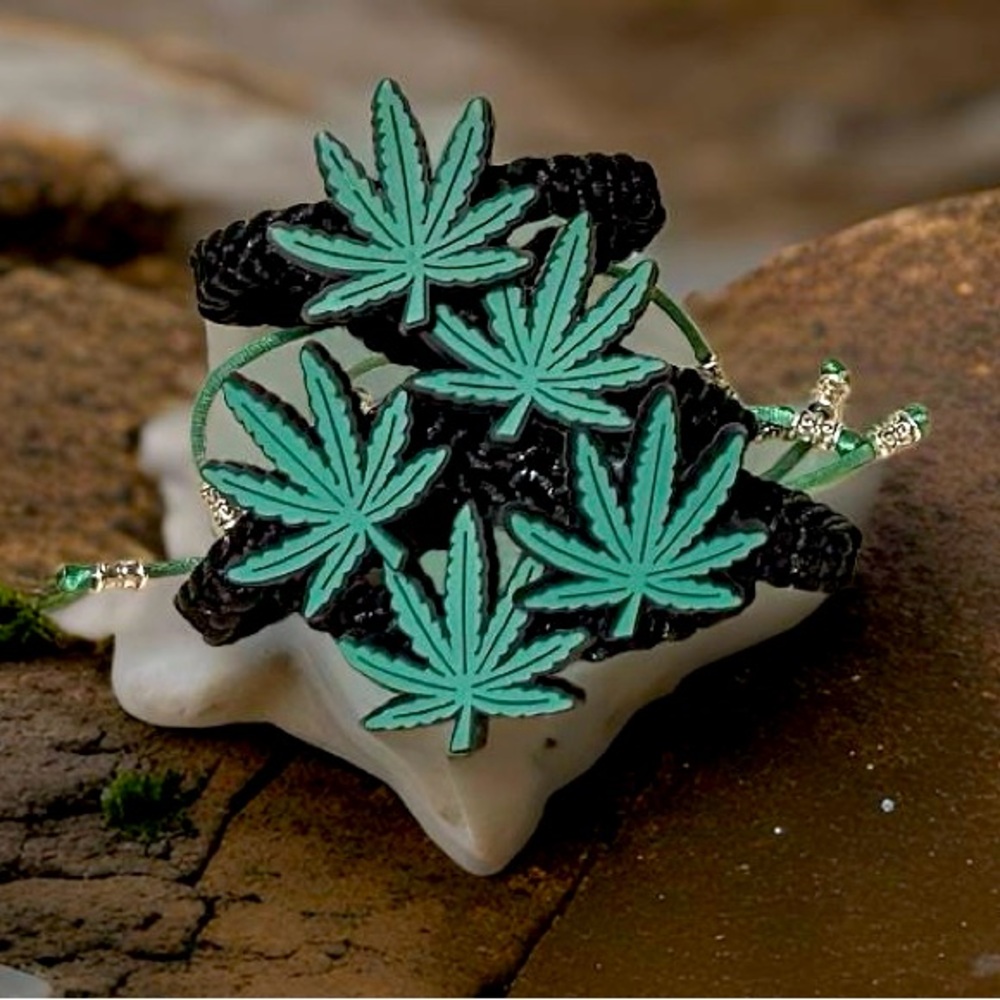 Set of 5 Hemp/Cannabis/Marijuana, weed lovers adjustable bracelets